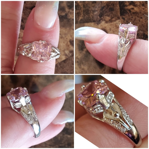 Genuine 3ct Pink & White Sapphire Ring Size 6 - Picture 3 of 8